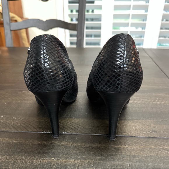 Calvin Klein Black Textured Peep-Toe Heels - Picture 3 of 8